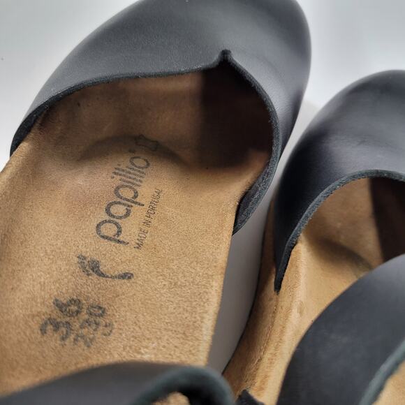 Birkenstock Papillio Mary Jane Wedge Sandal Black Leather Mary Jane Sz 36 5 5.5 - Picture 13 of 15